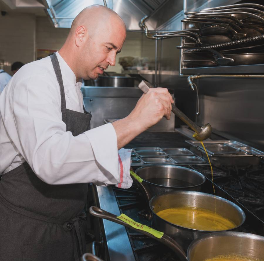 Chef Michael Rossi on the line - Executive Chef of The Beach Club in Santa Monica and creator of SEASON