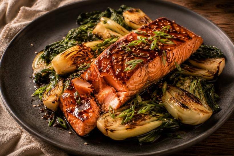 Salmon Teriyaki - Bok choy &middot; sesame &middot; scallion, a SEASON dinner by Chef Michael Rossi