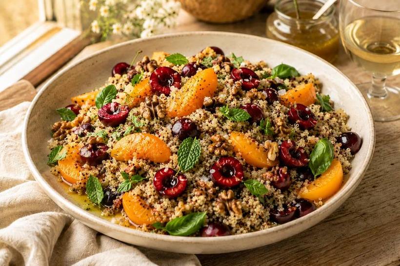 Cherry & Quinoa Salad - Fresh apricot &middot; toasted walnut &middot; mint, a SEASON dinner by Chef Michael Rossi