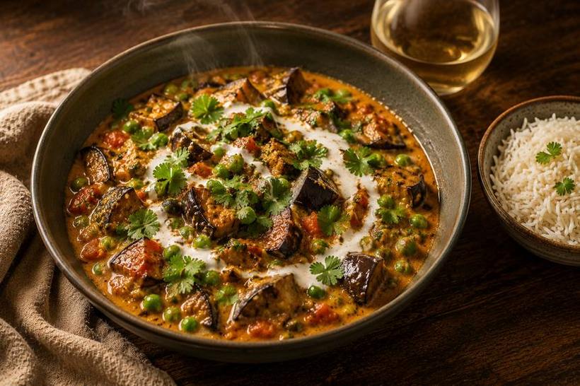Eggplant Curry - Sweet peas &middot; tomato &middot; coconut, a SEASON dinner by Chef Michael Rossi