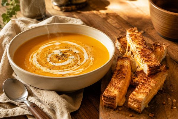 Butternut Squash Soup - Orange · Maple · Cheddar-Gruyere Grilled Cheese