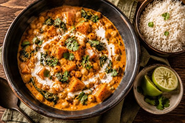 Chickpea Coconut Curry - Sweet Potato · Spinach · Coconut