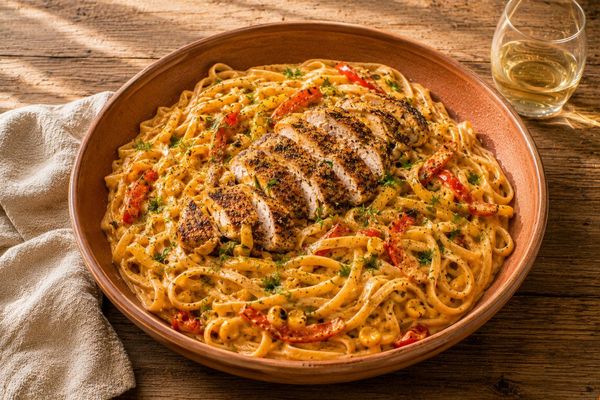 Creamy Cajun Chicken Pasta - Bell Pepper · Sweet Corn · Creole Cream