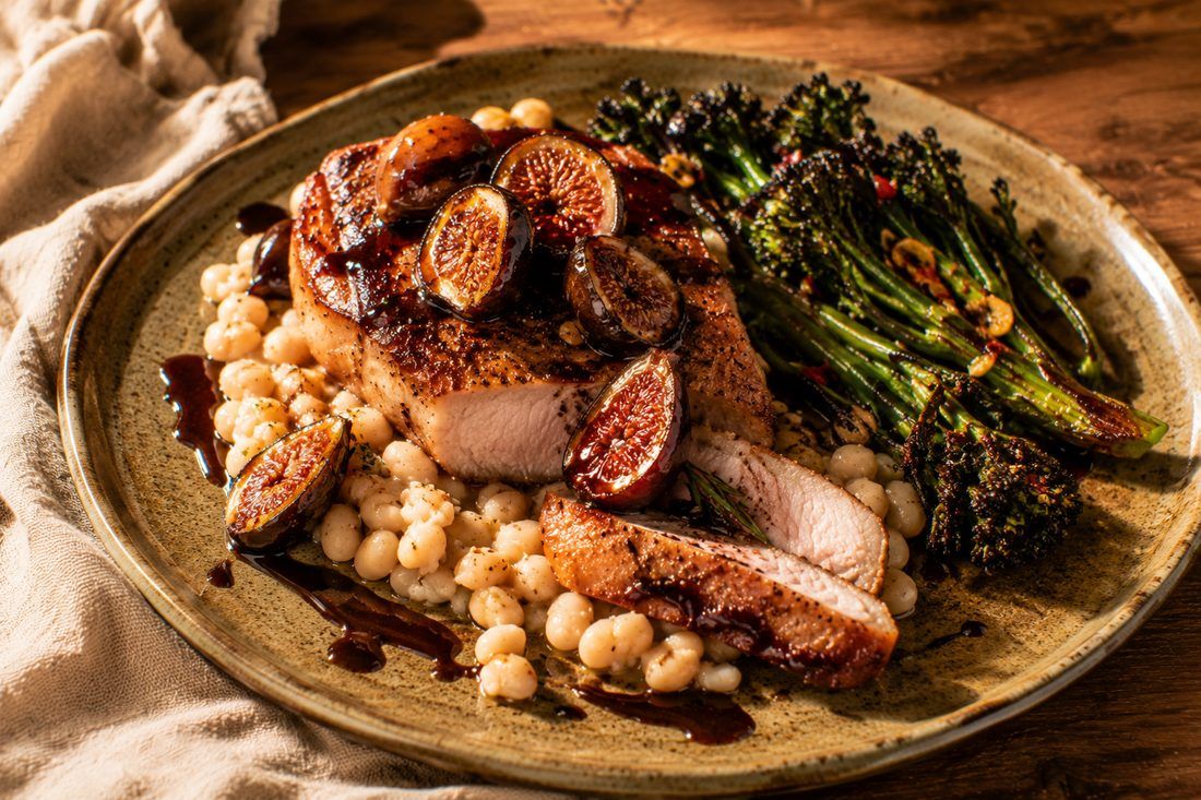 Fig & Balsamic Pork Chops - White Beans · Broccolini · Fig-Balsamic, made by Chef Michael Rossi for SEASON