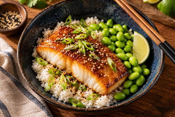 Miso-Maple Cod Bowl - Miso · Maple · Edamame
