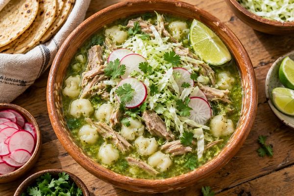 Pork Pozole Verde - Hominy · Tomatillo · Radish
