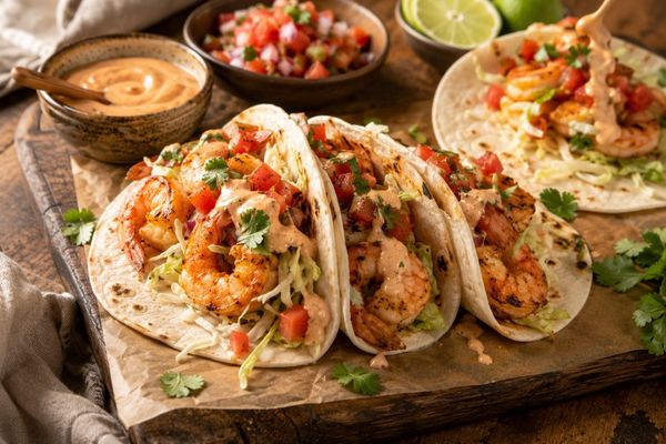 Shrimp Tacos - Pico de Gallo · Crisp Cabbage · Chipotle Crema