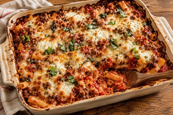 Sausage baked ziti from a SEASON weekly plan